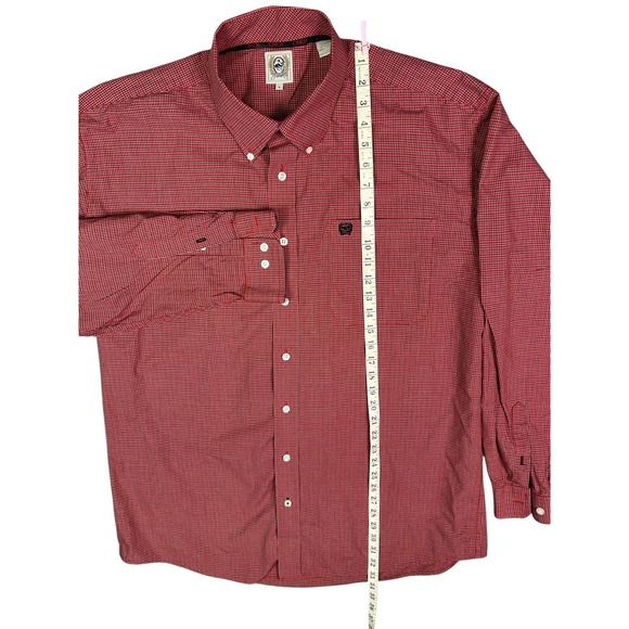 Cinch Men's Size Large Small Check Long Sleeve Button- up Shirt Western - Picture 4 of 6